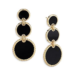 David Yurman 18K Yellow Gold Dy Elements Triple Drop Earrings with Black Onyx- 3856018