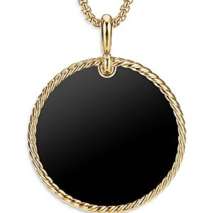 David Yurman 18K Yellow Gold Dy Elements Disc Pendant with Black Onyx & Mother-of-Pearl- 3856013