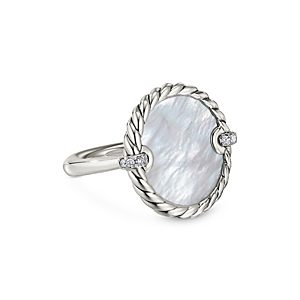 David Yurman Sterling Silver Dy Elements Mother-of-Pearl & Diamond Ring- 3856141