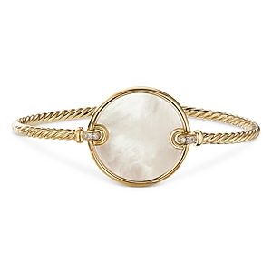 David Yurman 18K Yellow Gold Dy Elements Mother-of-Pearl & Diamond Bangle Bracelet- 3856009