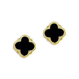 Bloomingdale's Onyx Clover Stud Earrings in 14K Yellow Gold - 100% Exclusive- 3951456