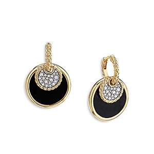 David Yurman 18K Yellow Gold Dy Elements Convertible Drop Earrings with Black Onyx, Mother of Pearl & Diamonds- 3856017
