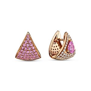 Hueb 18K Rose Gold Mirage Pink Sapphire & Diamond Mismatch Huggie Hoop Earrings- 3972354