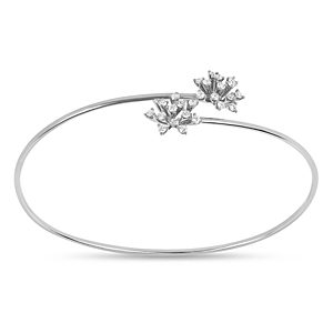 Hueb 18K White Gold Luminus Diamond Cluster Bypass Bangle Bracelet- 3877597