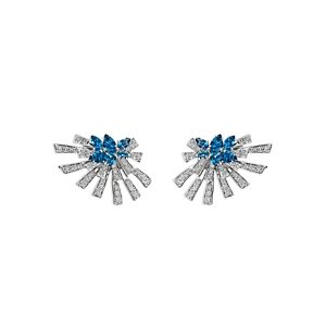 Hueb 18K White Gold Mirage Blue Topaz & Diamond Cluster Stud Earrings- 3972300