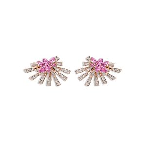 Hueb 18K Rose Gold Mirage Pink Sapphire & Diamond Cluster Stud Earrings- 3972296