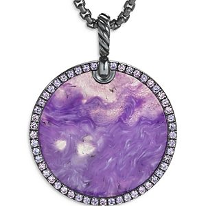 David Yurman Sterling Silver Dy Elements Artist Series Disc Pendant with Chariote & Purple Sapphires- 3856086