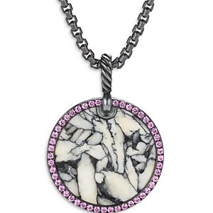David Yurman Sterling Silver Dy Elements Artist Series Disc Pendant with Pinolith & Rubies- 3856085