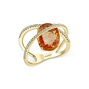 Bloomingdale's Citrine & Diamond Statement Ring in 14K Yellow Gold - 100% Exclusive- 3993376