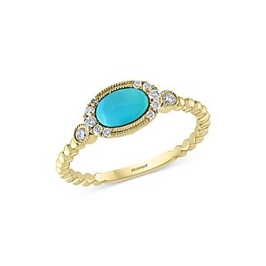 Bloomingdale's Turquoise & Diamond Stack Ring in 14K Yellow Gold - 100% Exclusive- 3984431