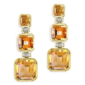 Bloomingdale's Citrine & Diamond Drop Earrings in 14K Yellow Gold - 100% Exclusive- 3984426