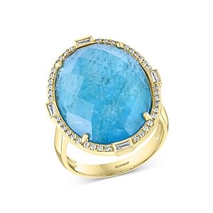 Bloomingdale's Oval & Apatite Doublet & Diamond Ring in 14K Yellow Gold - 100% Exclusive- 3984420