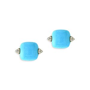 Bloomingdale's Turquoise & Diamond Stud Earrings in 14K Yellow Gold - 100% Exclusive- 3984407
