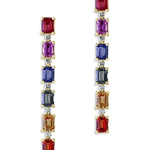 Bloomingdale's Rainbow Sapphire & Diamond Drop Earrings in 14K Yellow Gold - 100% Exclusive- 4937916