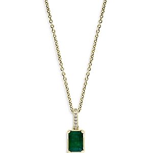 Bloomingdale's Emerald & Diamond Pendant Necklace in 14K Yellow Gold, 18 - 100% Exclusive- 3984332