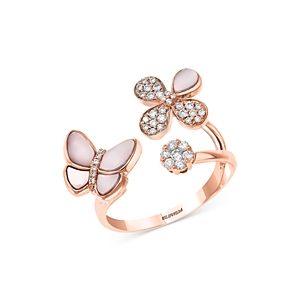 Bloomingdale's Mother-of-Pearl & Diamond Butterfly & Flower Ring in 14K Rose Gold - 100% Exclusive- 3984443