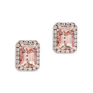 Bloomingdale's Morganite and Diamond Halo Stud Earrings in 14K Rose Gold - 100% Exclusive- 3984422