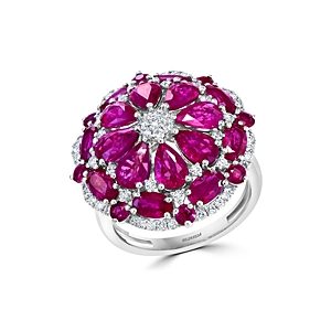 Bloomingdale's Ruby & Diamond Cluster Statement Ring in 14K White Gold - 100% Exclusive- 3995905