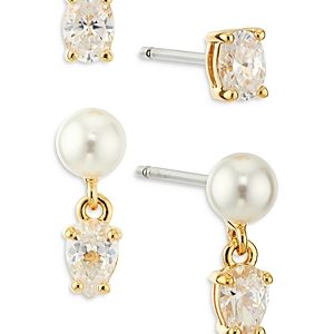 Nadri Boheme Cubic Zirconia & Imitation Pearl Earrings, Set of 2- 3997366