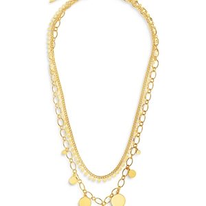 Sterling Forever Double Layer Dangling Discs Chain Necklace, 16- 4005538