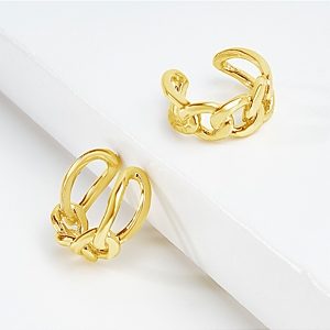 Sterling Forever 14K Gold Plated Sterling Silver Figaro Chain Ear Cuffs- 4005520