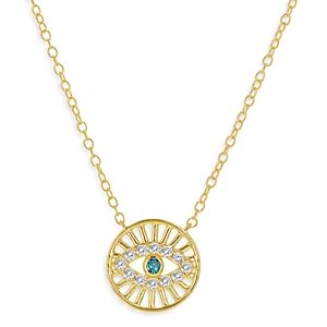 Bloomingdale's Diamond Evil Eye Medallion Necklace in 14K Yellow Gold, 0.15 ct. t.w. - 100% Exclusive- 4003671