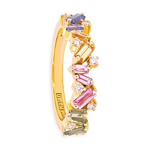 Suzanne Kalan 18K Yellow Gold Fireworks Pastel Rainbow Sapphire & Diamond Statement Ring- 3982638