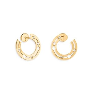 Dinh Van 18K Yellow Gold Pulse Hoop Earrings with Diamonds- 4002196