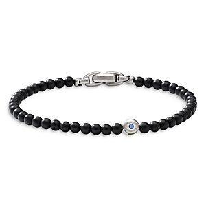 David Yurman Men's Spiritual Beads Evil Eye Bracelet with Black Onyx and Sapphires- 3853242