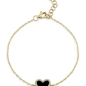 Moon & Meadow Diamond & Onyx Heart Chain Bracelet in 14K Yellow Gold - 100% Exclusive- 4004921