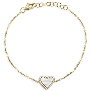 Moon & Meadow Diamond & Mother-of-Pearl Heart Chain Bracelet in 14K Yellow Gold - 100% Exclusive- 4043143