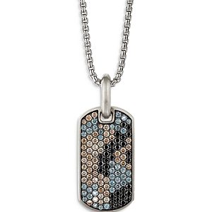 David Yurman Streamline Sterling Silver Tag Pendant with Pave Black Diamonds, Cognac Diamonds and Color Change Garnets- 3855726