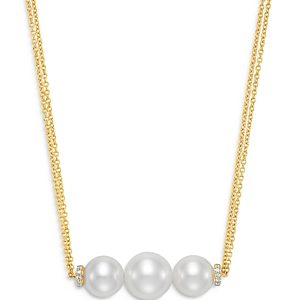 Mastoloni 18K Yellow Gold Cultured Freshwater Pearl and Diamond Double Chain Necklace, 18- 4036424