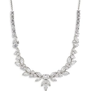 Nadri Prima Cubic Zirconia Cluster Statement Necklace in Rhodium Plated, 16-18- 4044802