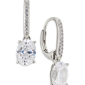 Nadri Modern Love Pave & Oval Cubic Zirconia Drop Earrings- 4023364
