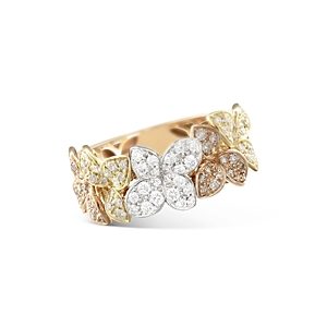 Pasquale Bruni 18k Rose, White & Yellow Gold Ring with White & Champagne Diamonds- 4010320