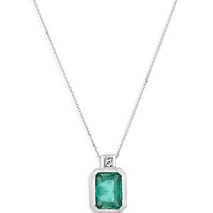 Bloomingdale's Emerald & Diamond Pendant Neckalce in 14K White Gold, 16 - 100% Exclusive- 4016004