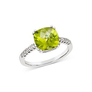 Bloomingdale's Cushion Cut Peridot & Diamond Ring in 14K White Gold - 100% Exclusive- 4016351