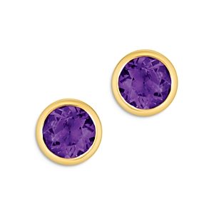 Bloomingdales Amethyst Bezel Set Stud Earrings in 14K Yellow Gold - 100% Exclusive- 4016326