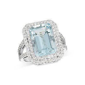 Bloomingdale's Aquamarine & Diamond Statement Ring in 14K White Gold - 100% Exclusive- 4016344
