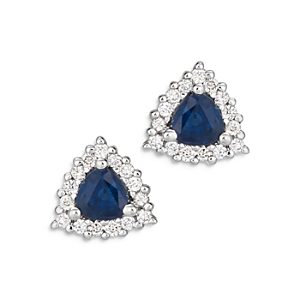 Bloomingdale's Blue Sapphire & Diamond Halo Stud Earrings in 14K White Gold - 100% Exclusive- 4015778