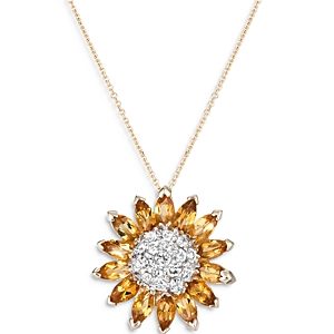 Bloomingdale's Yellow Sapphire & Diamond Sunflower Pendant Necklace in 14K Yellow Gold, 16 - 100% Exclusive- 4015782