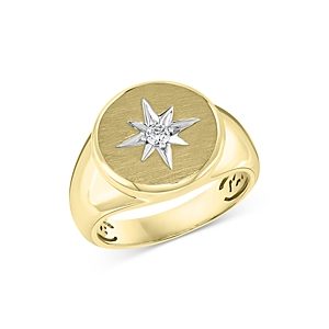 Bloomingdale's Men's Diamond Star Signet Ring in 14K Yellow Gold, 0.10 ct. t.w. - 100% Exclusive- 4010271