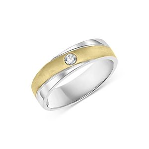 Bloomingdale's Men's Diamond Two Tone Band Ring in 14K White Gold, 0.10 ct. t.w. - 100% Exclusive- 4010275