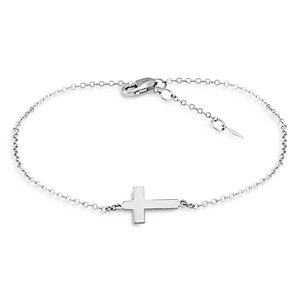 Bloomingdale's Small Cross Pendant Bracelet in 14K White Gold - 100% Exclusive- 4053557