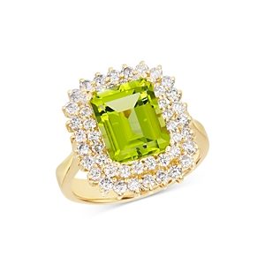 Bloomingdale's Peridot & Diamond Statement Ring in 14K Yellow Gold - 100% Exclusive- 4016352