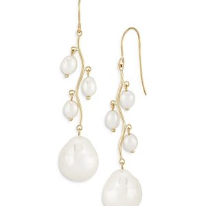 Bloomingdale's Cultured Freshwater & Baroque Pearl Drop Earrings in 14K Yellow Gold - 100% Exclusive- 4053448