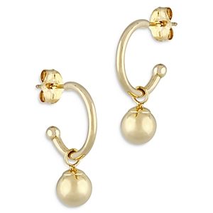 Bloomingdale's Ball Hoop Earrings in 14K Yellow Gold, 0.06 ct. t.w. - 100% Exclusive- 4053542