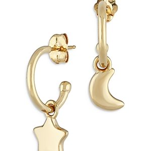 Bloomingdale's Star & Moon Hoop Earrings in 14K Yellow Gold - 100% Exclusive- 4053543
