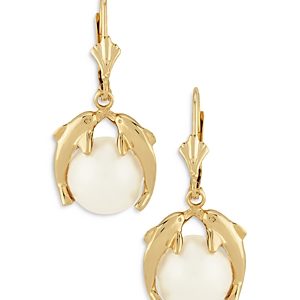 Bloomingdale's Cultured Freshwater Pearl Dolphin Drop Earrings in 14K Yellow Gold - 100% Exclusive- 4053417